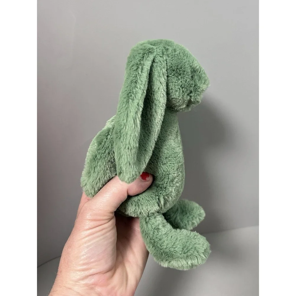 Retired Jellycat Little Bashful Ivy Bunny - Small Super Soft - Pink Nose - Green